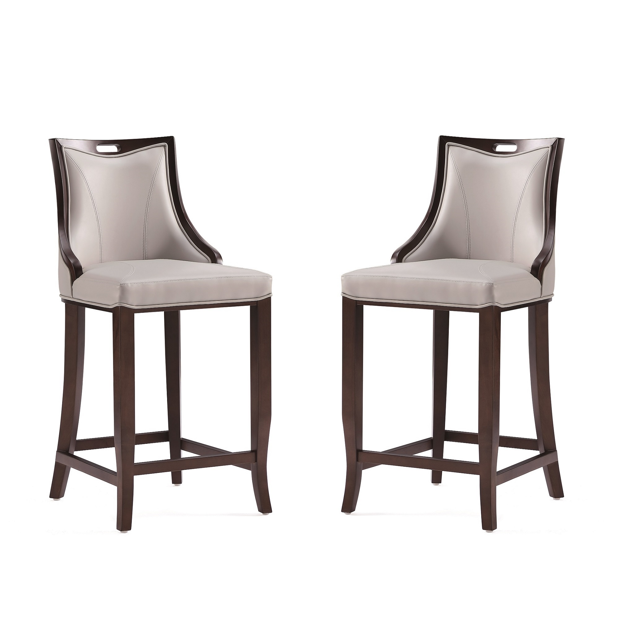 Manhattan Comfort, Emperor Faux Leather Stool in Light Grey Set of 2 Primary Color Gray, Included (qty.) 2 Model# 2-BS008